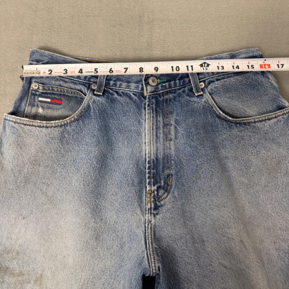 90s Tommy Hilfiger Carpenter Jeans Mens 33x32 Light Distressed 90s Baggy Skater - Picture 7 of 14